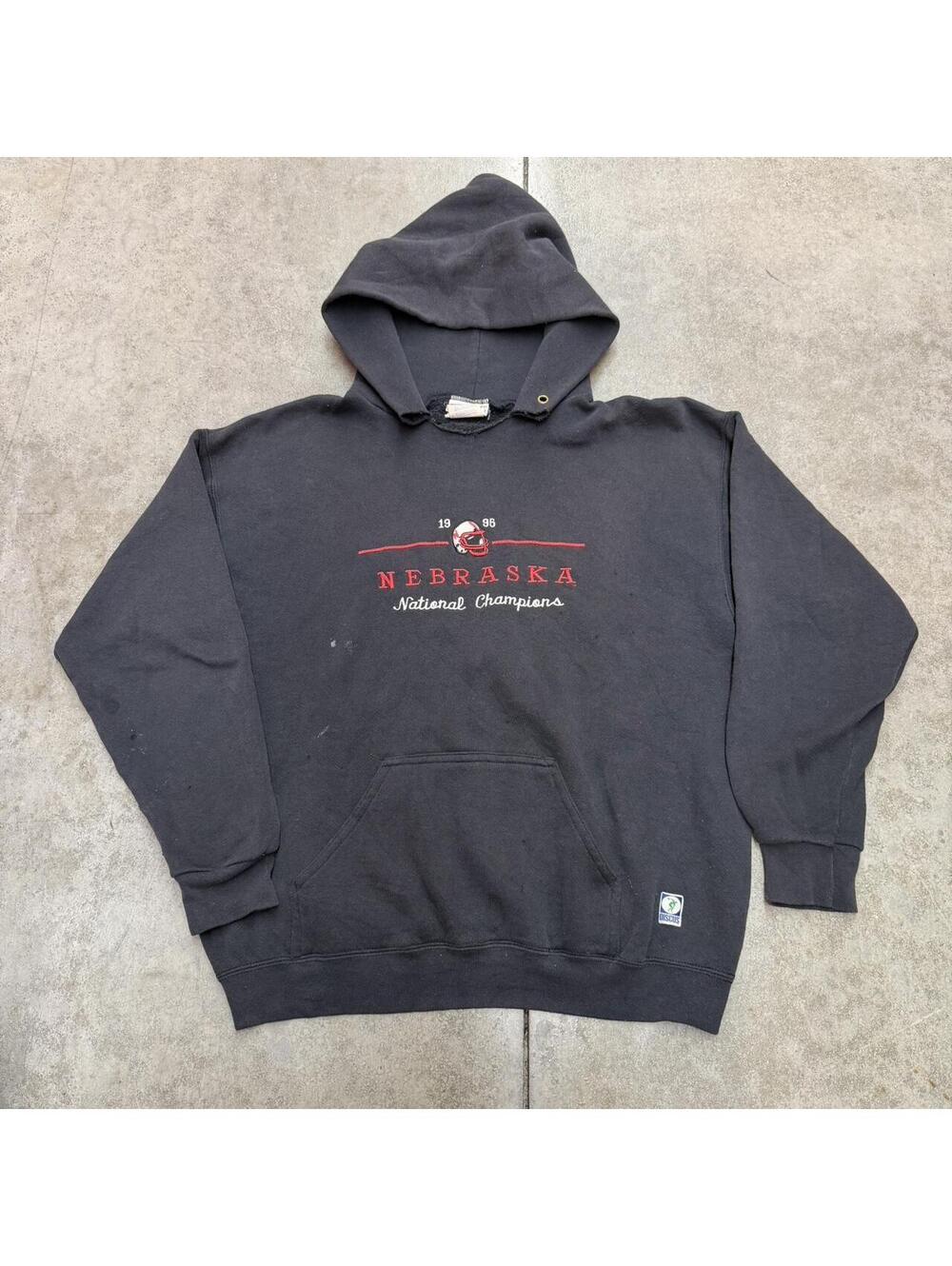 vintage university of nebraska huskers discuss made in usa collegiate hoodie